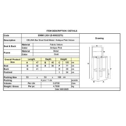 CELINA Pink - Bar Stool